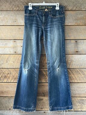VTG Y2K Ezra Fitch Flare Jeans Womens 27 Dark Wash Low Rise Wide Leg Denim